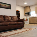 A couch inside one of our Transitional Housing apartments