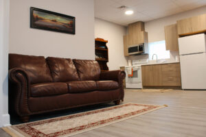 A couch inside one of our Transitional Housing apartments