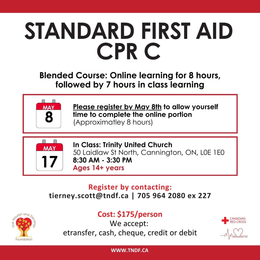 First aid and CPR C workshop poster on May 17