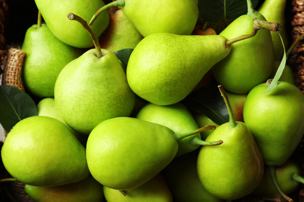 Delicious ripe pears, close up