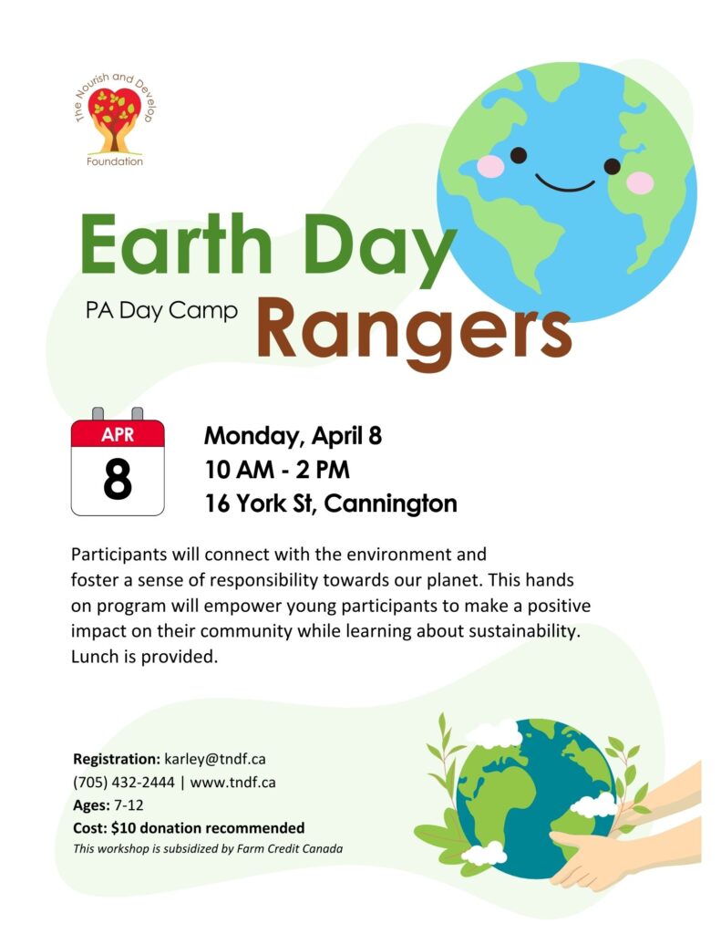 Earth Day Rangers PA DAY camp poster April 8