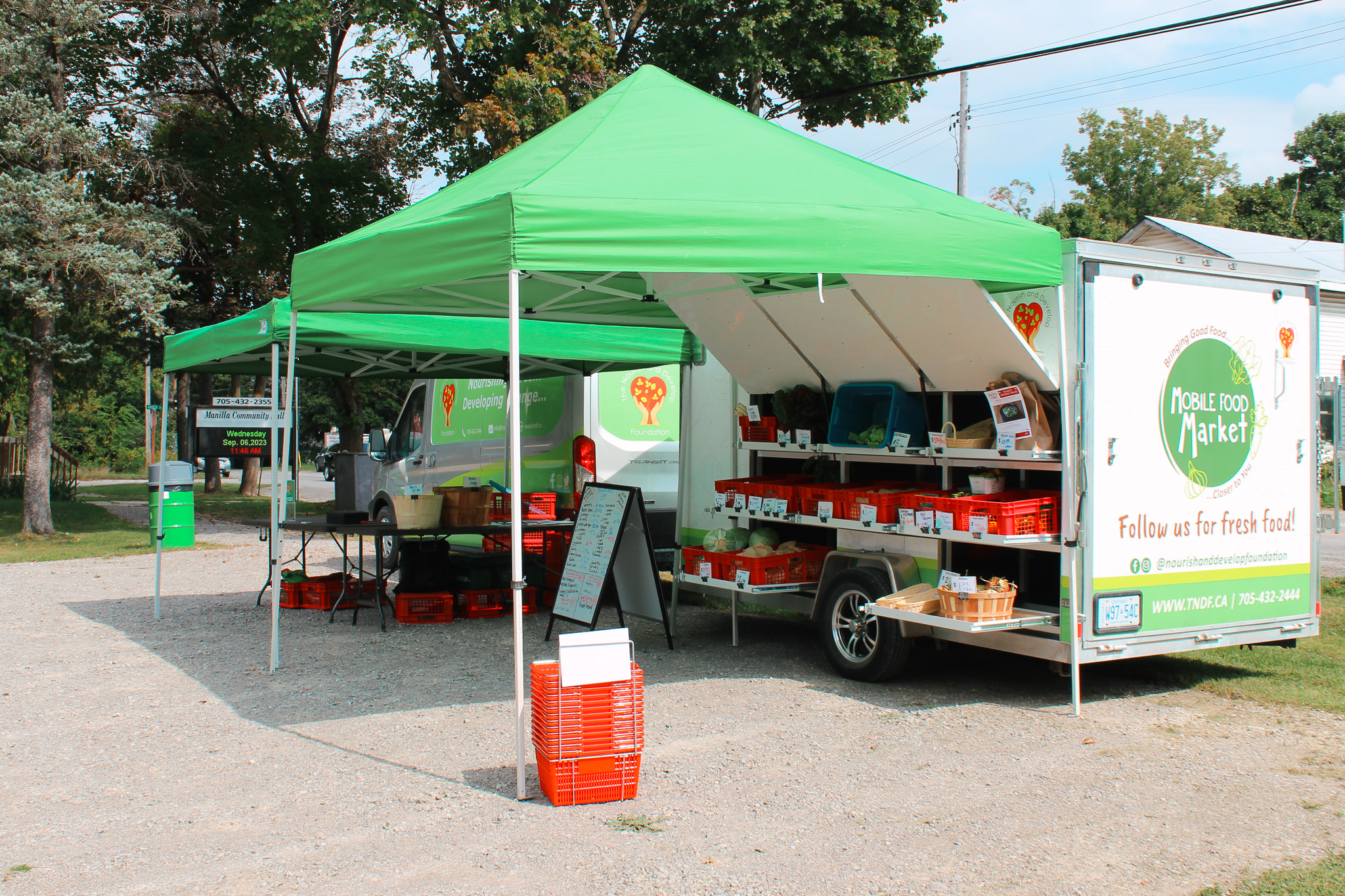 Mobile Food Market Van and Trailer set up