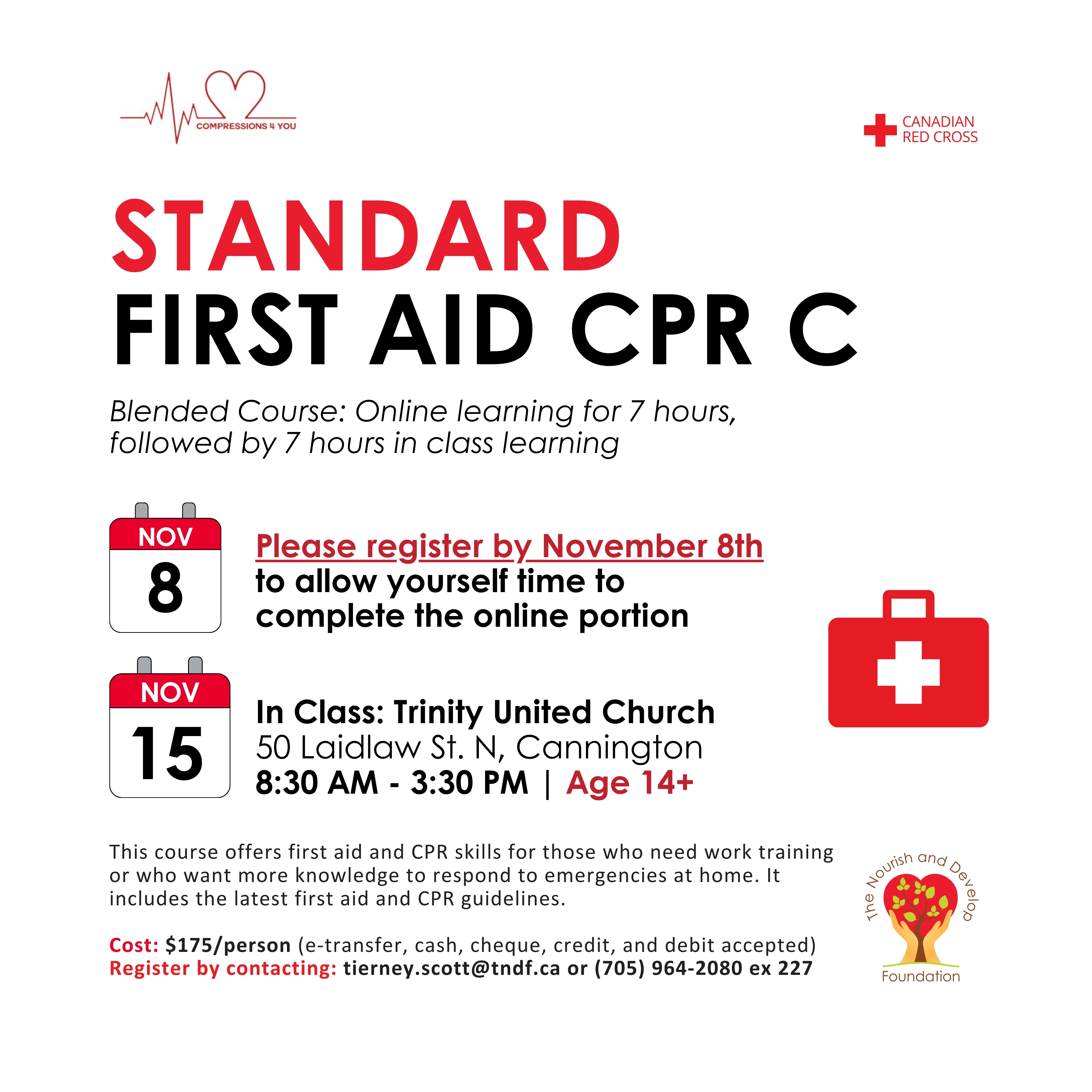 Standard First Aid & CPR C Course Poster - November 15, 2024