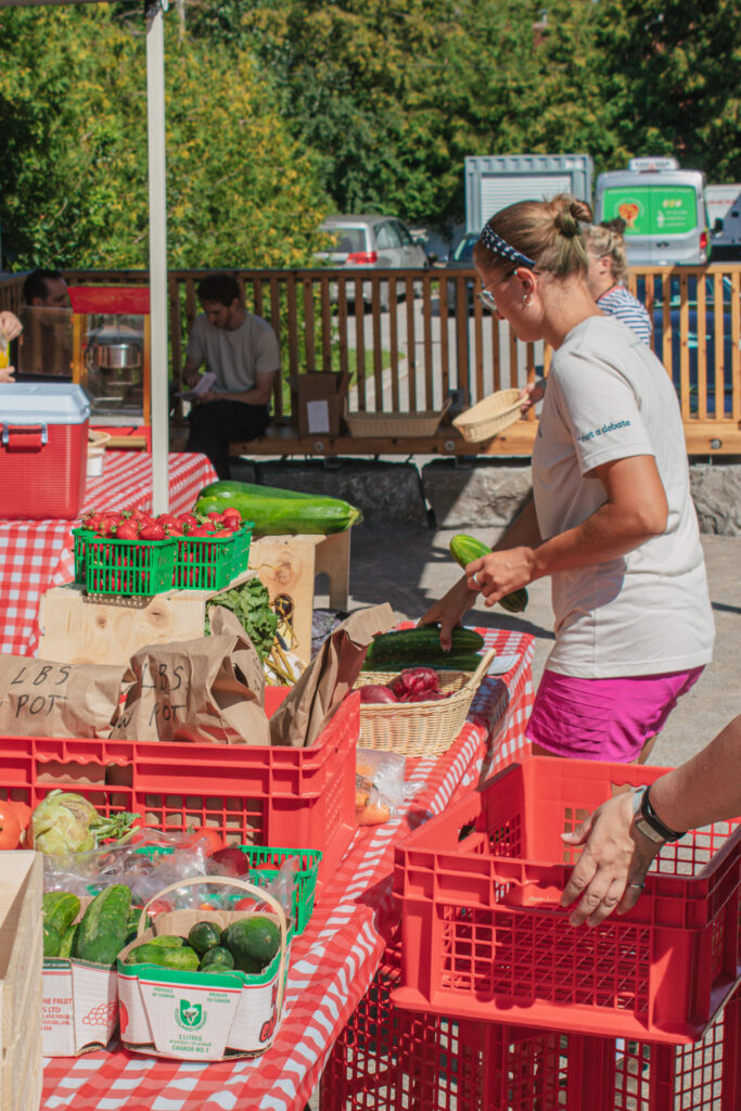Emily setting up market
